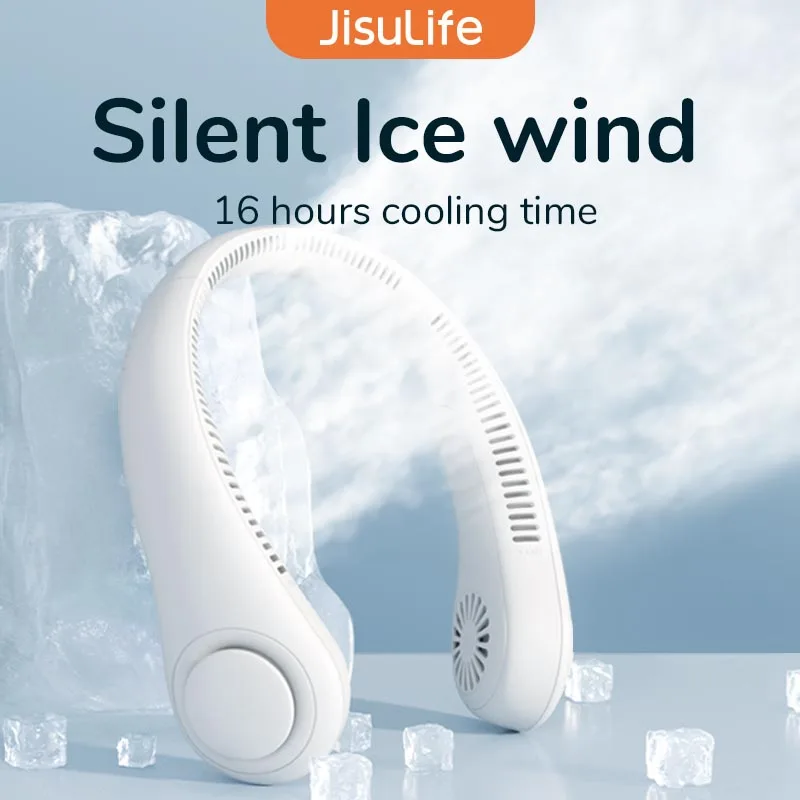 New Summer Portable Rechargeable Mini Hanging Neck Fan – 4000mAh Bladeless Hands-Free Cooling Fan with 5 Speed Settings