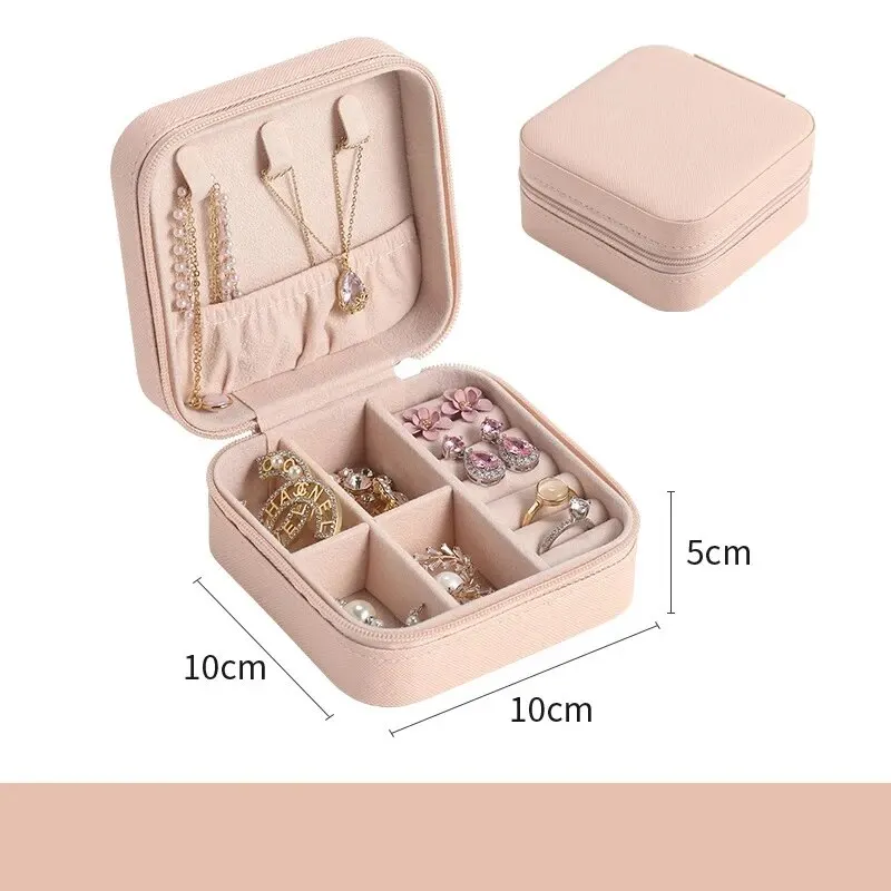 Portable Mini Jewelry Storage Box Travel Necklace Ring Jewelry Organize