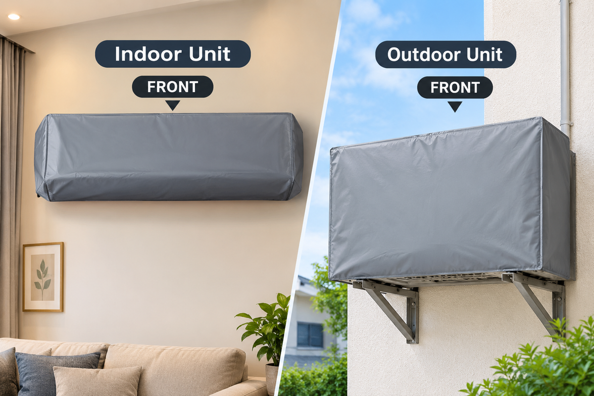 100% Waterproof AC Cover – Silver Sunscreen Multisize Indoor & Outdoor Air Conditioner Protective Cover