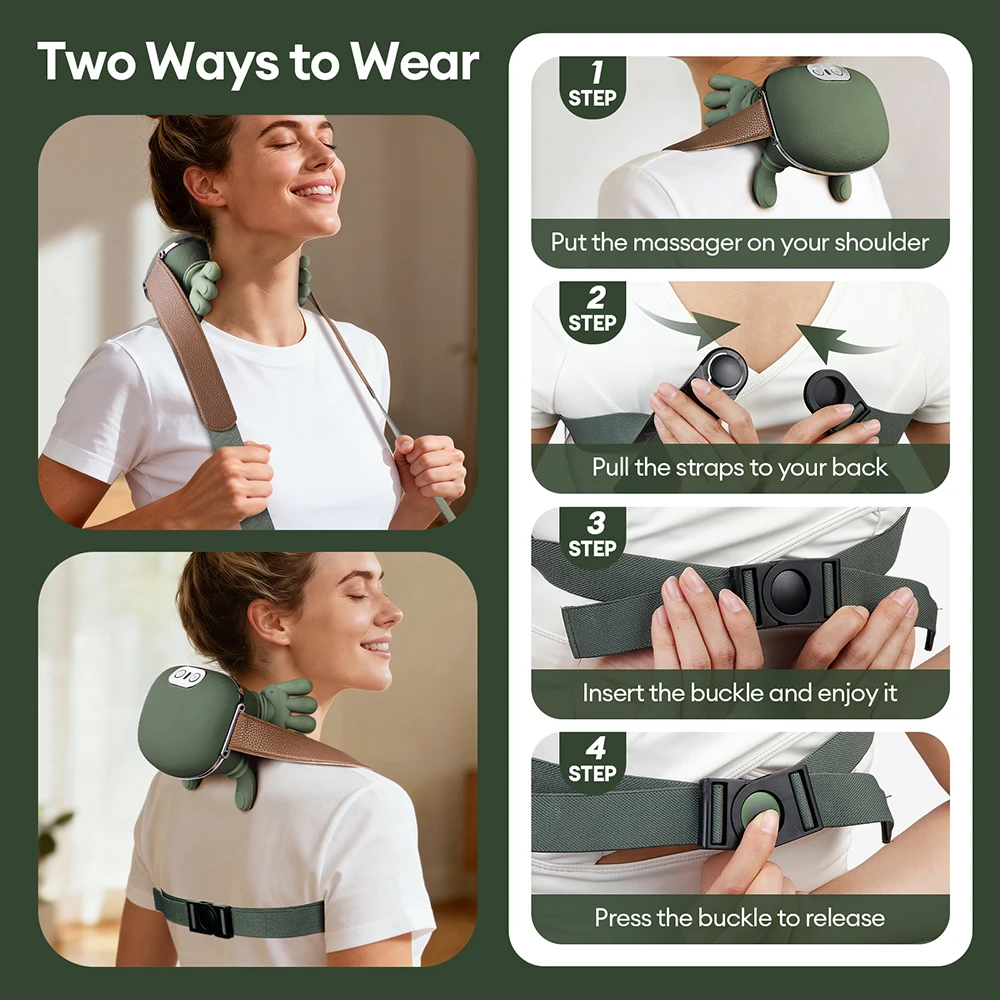 Neck & Shoulder Massager Pillow – Deep Kneading Cervical, Back & Body Leg Relaxation Massager