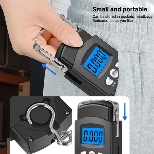 50kg Digital Luggage Scale with LCD Display & Retractable Measuring Tape | Portable Travel Hanging Scale