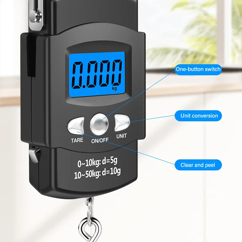 50kg Digital Luggage Scale with LCD Display & Retractable Measuring Tape | Portable Travel Hanging Scale