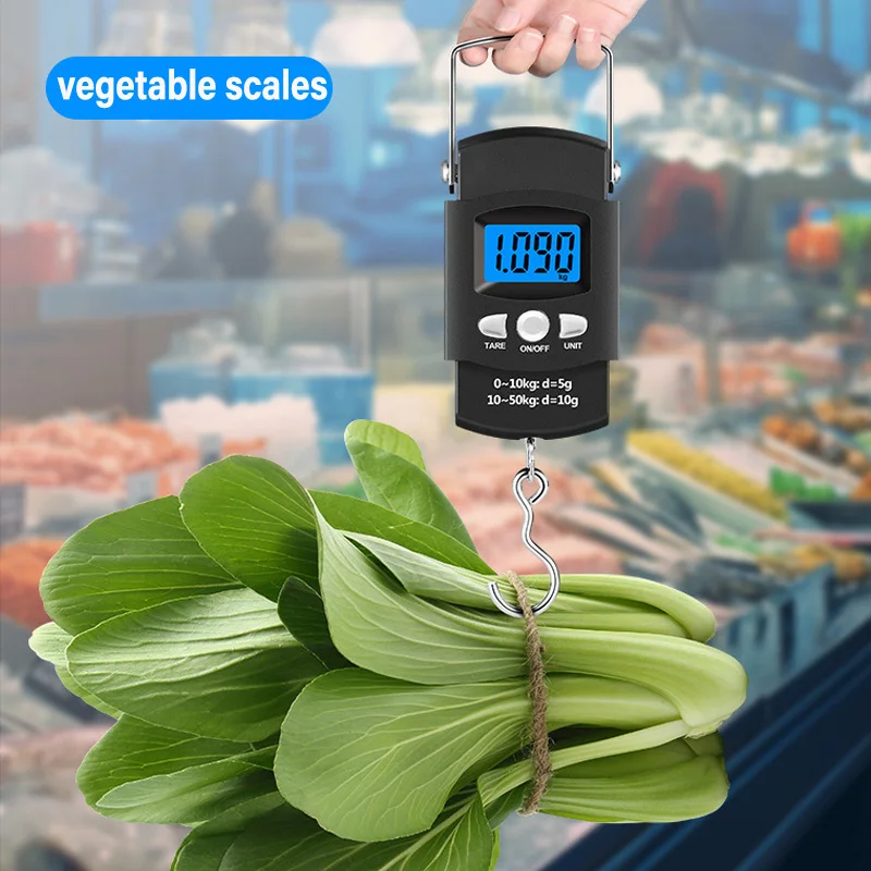 50kg Digital Luggage Scale with LCD Display & Retractable Measuring Tape | Portable Travel Hanging Scale