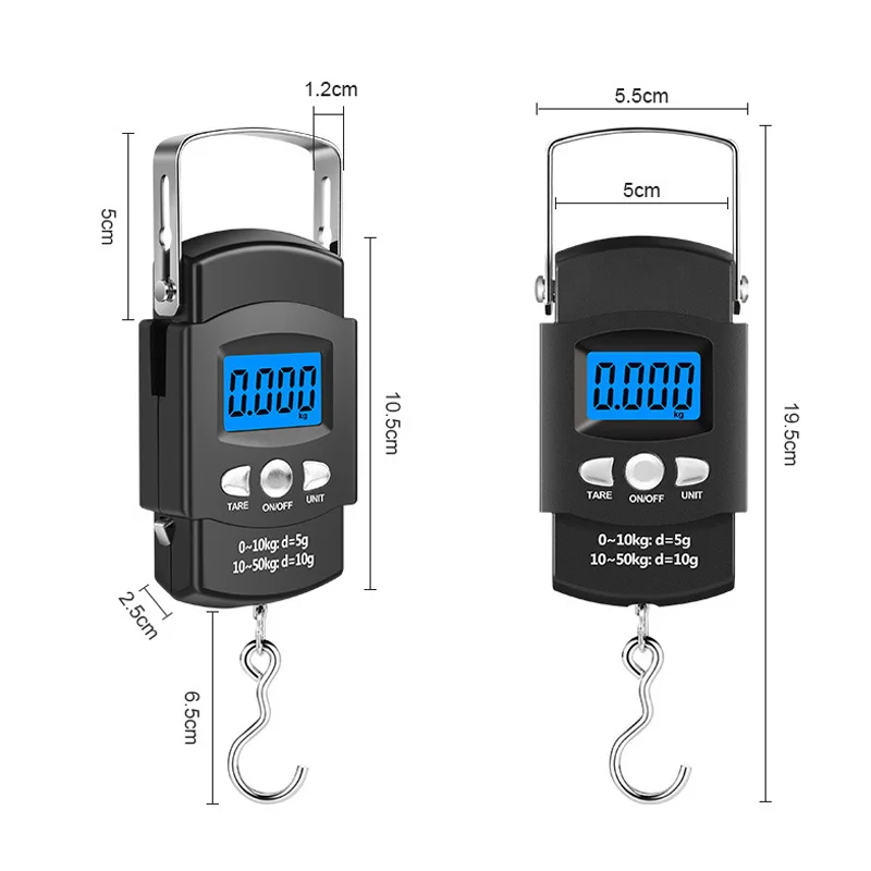50kg Digital Luggage Scale with LCD Display & Retractable Measuring Tape | Portable Travel Hanging Scale