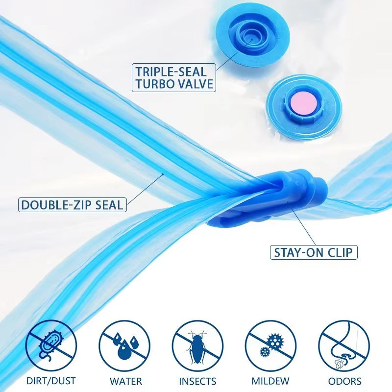 Vacuum Storage Bags with Hand Pump | Space Saver Vacuum Seal Bags for Clothes, Blankets, Bedding & Travel
