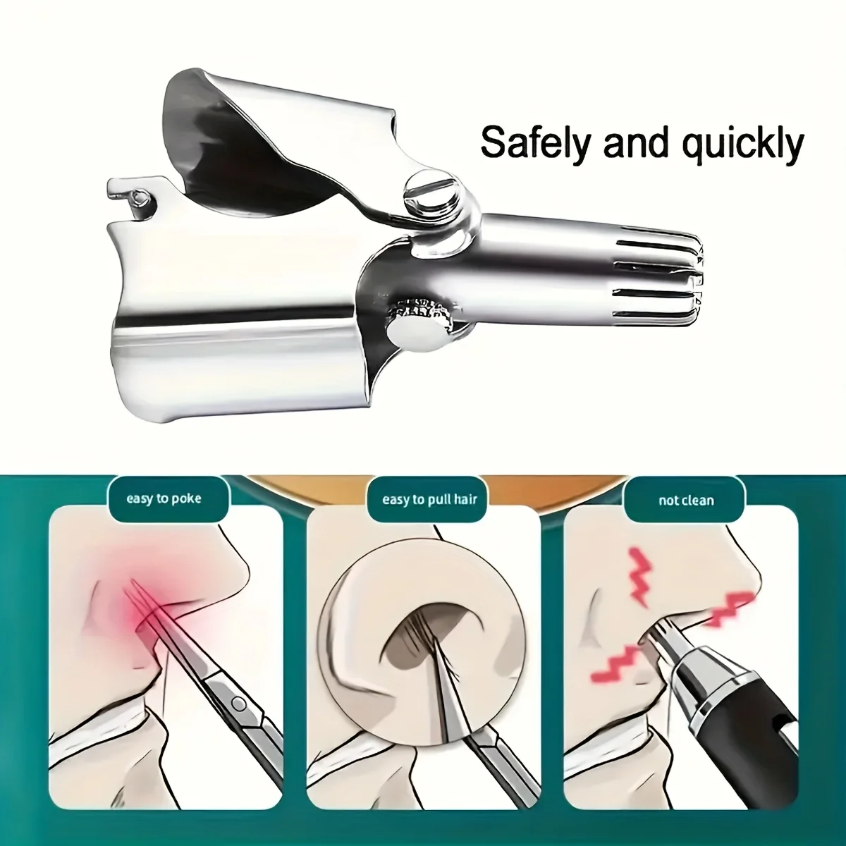Manual Nose Hair Trimmer for Men & Women-Waterproof Stainless Steel portable, and battery-free Ear & Nose Hair Remover