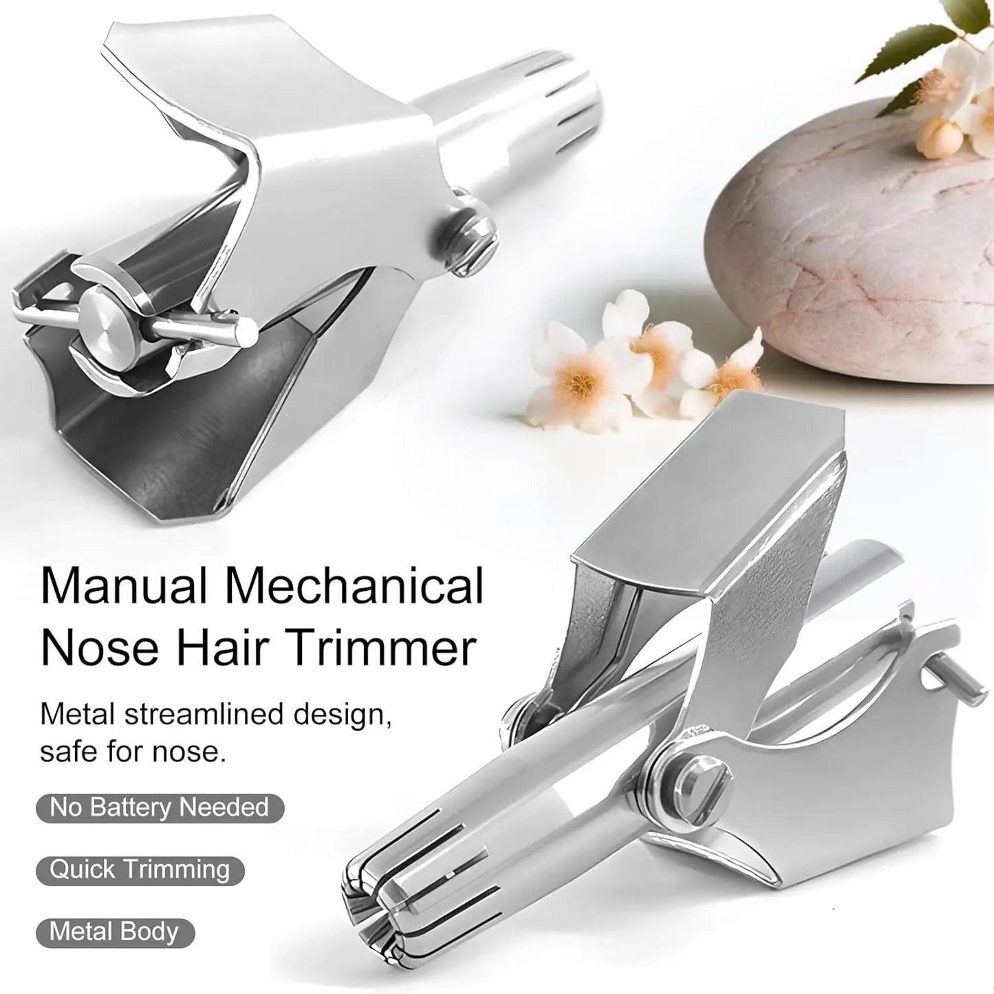 Manual Nose Hair Trimmer for Men & Women-Waterproof Stainless Steel portable, and battery-free Ear & Nose Hair Remover
