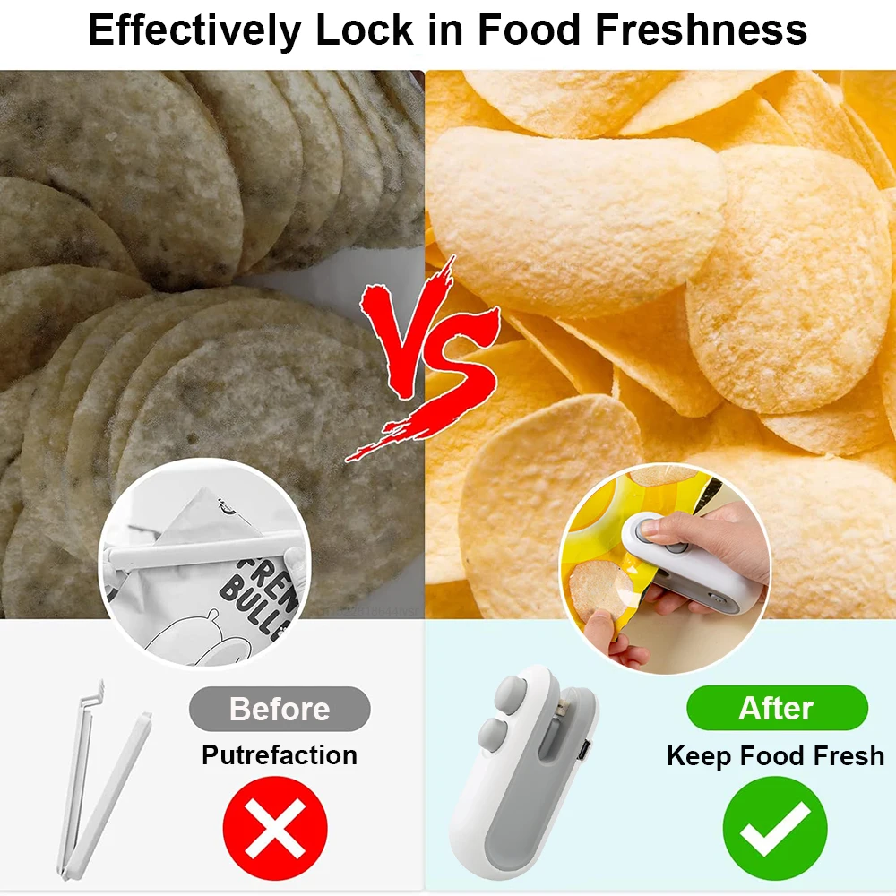 2-in-1 Rechargeable Mini Bag Sealer with Cutter| Portable Heat Sealer for Plastic & Snack Bags