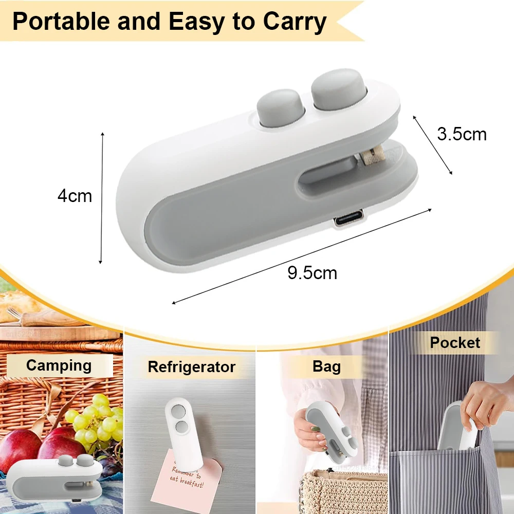 2-in-1 Rechargeable Mini Bag Sealer with Cutter| Portable Heat Sealer for Plastic & Snack Bags