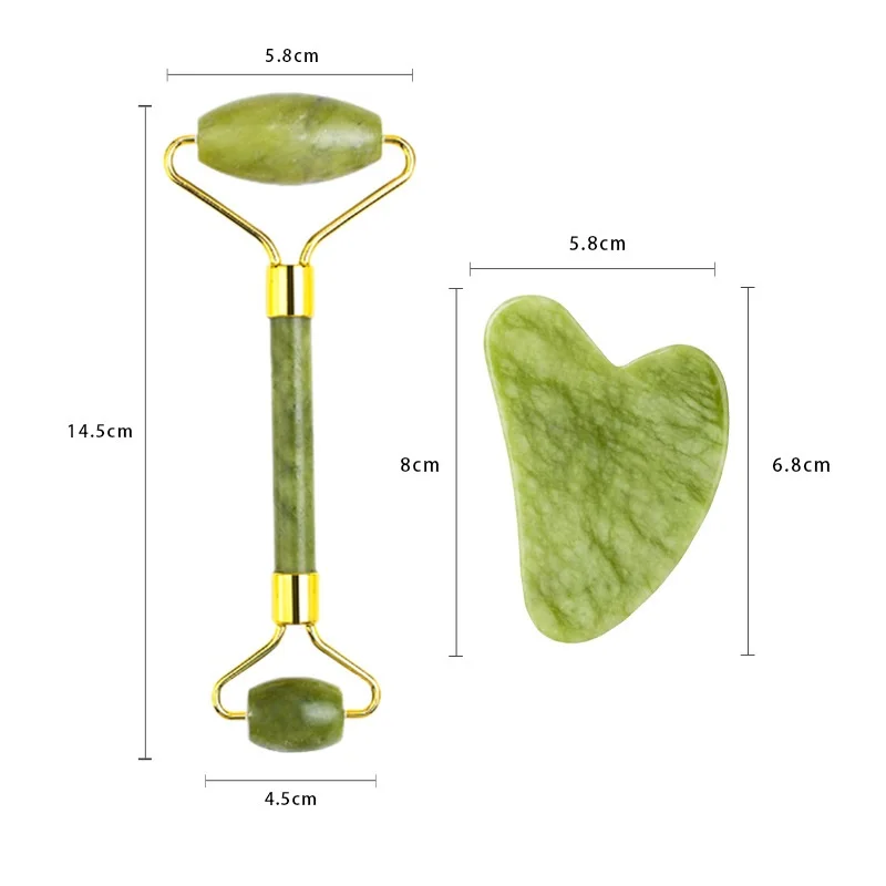Natural Jade Roller & Gua Sha Set – Face, Neck & Eye Massager for Skin Lifting and Facial Care