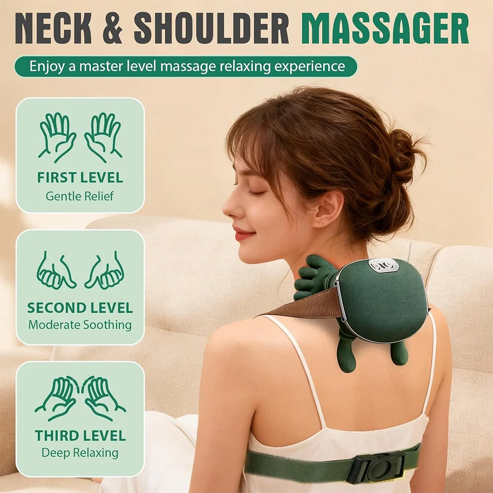 Neck & Shoulder Massager Pillow – Deep Kneading Cervical, Back & Body Leg Relaxation Massager