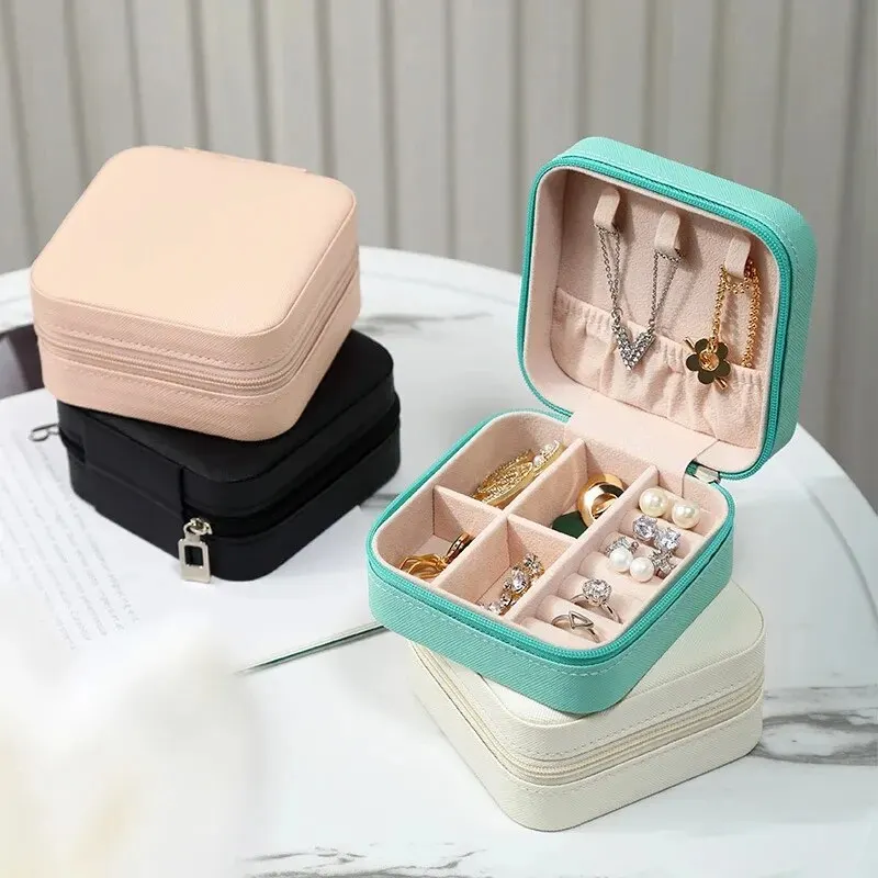 Portable Mini Jewelry Storage Box Travel Necklace Ring Jewelry Organize