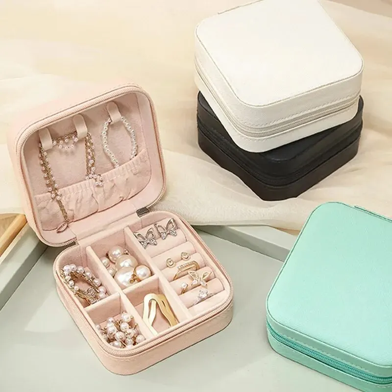Portable Mini Jewelry Storage Box Travel Necklace Ring Jewelry Organize