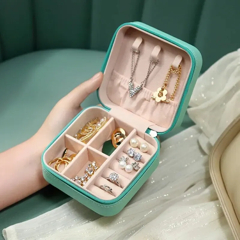 Portable Mini Jewelry Storage Box Travel Necklace Ring Jewelry Organize