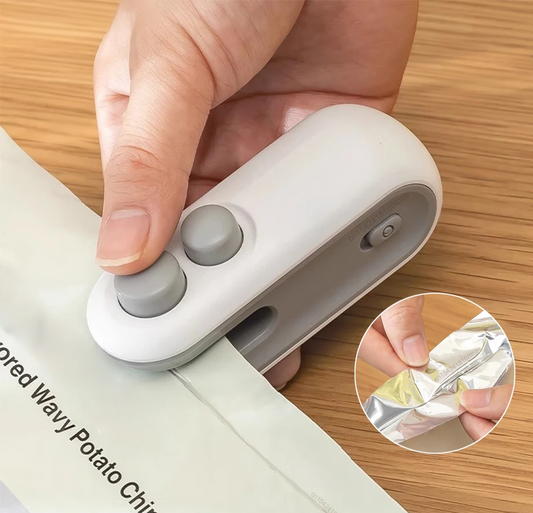 2-in-1 Rechargeable Mini Bag Sealer with Cutter| Portable Heat Sealer for Plastic & Snack Bags